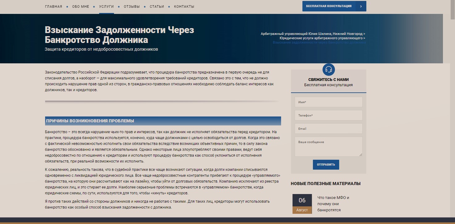 Изображение к статье по взысканию долга через процедуру банкротства, сайт арбитражного управляющего Юлии Шилиной, Нижний Новгород.